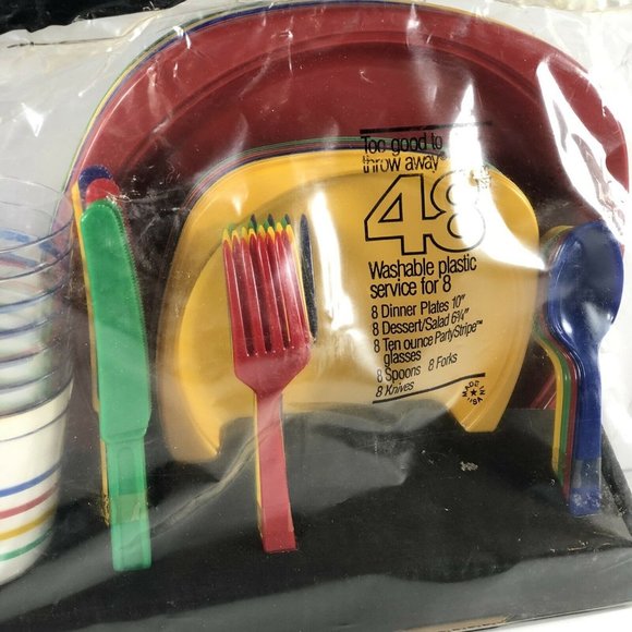 48 Piece Serving Set for 8 Dinner plates Plastic - Picture 6 of 6